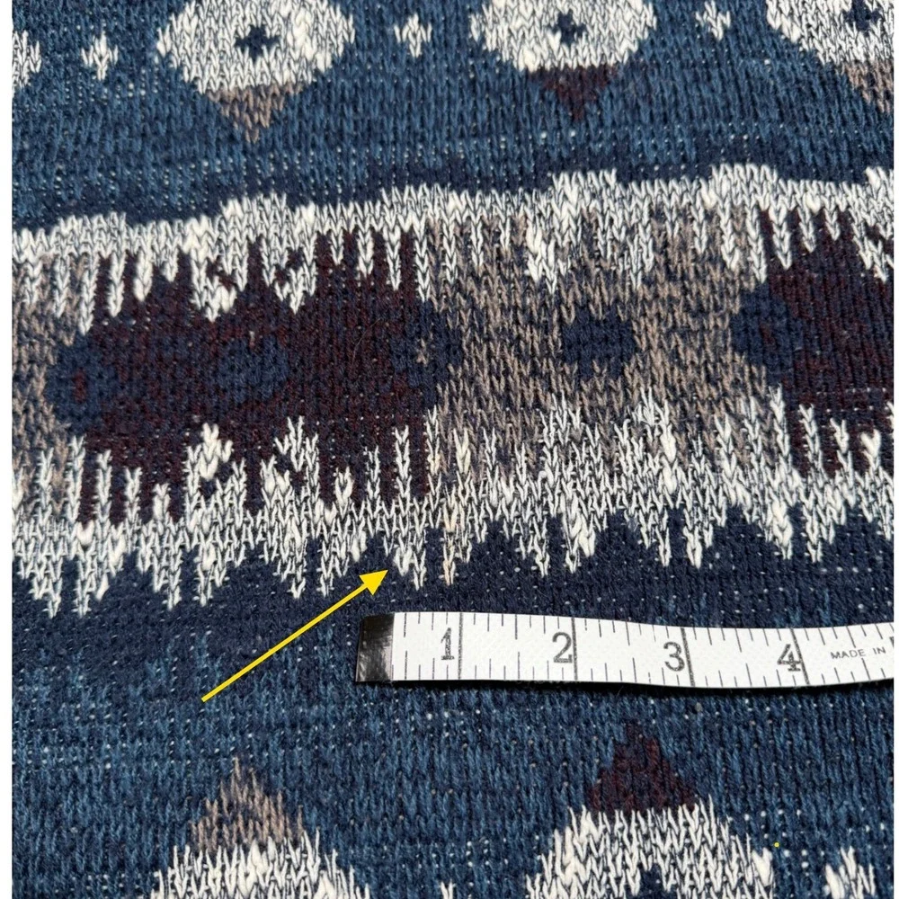 Vintage Method Mens Large Sweater Blue Grandpacore Geometric‎ Fair Isle Acrylic